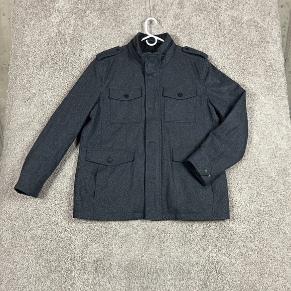 Guess Men's Gray Wool-Blend Insulated Military Quilted Coat Jacket Size XXL - Picture 1 of 13